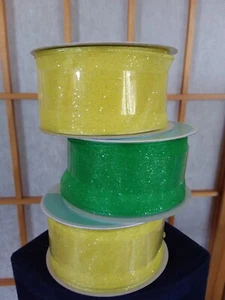 THREE ROLLS OF Wired Sparkly RIBBON Celebrate it 1.5" x 3 yds EASTER SPRING - Picture 1 of 3