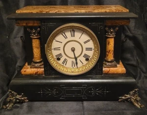 Hermoso Vintage 1900 Seth Thomas No. Reloj de cuerda 102 con leones de latón - Imagen 1 de 14