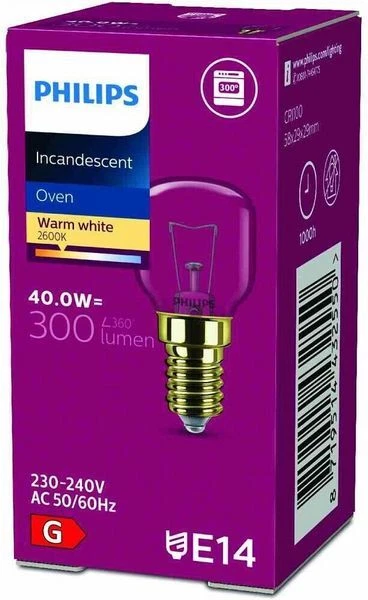 Philips Backofenlampe Glühbirne Glühlampe Backofen Leuchtmittel 40W E14 T29 - Bild 1 von 1