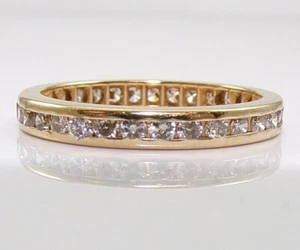 14K Yellow Gold 0.60ctw Diamond Wedding Anniversary Eternity Band Ring Sz 5 LNB2 - Picture 1 of 5