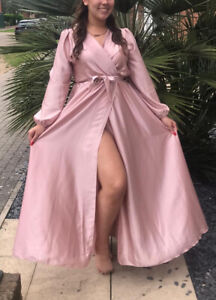 Long Satin Maxi Dress,Wedding Bridesmaid Formal Gown Party,Thigh Split,One Size