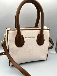 Cute Belleborg & Moxiu Womans Handbag Crossbody Bag  White And Brown Leather - Picture 1 of 7