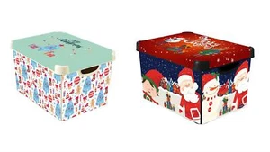 Curver Merry Christmas Storage Boxes 22L Storage with IML Print Design - Picture 1 of 15