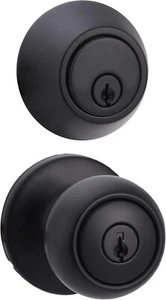 Exterior Door Knob With Lock and Deadbolt Coastal Matte Black | FREE SHIPPING AU - Picture 1 of 7