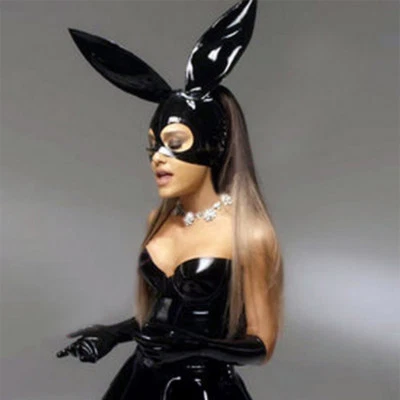 Latex Hood with Rabbit Ears for Bunny Girl Handmade Uniform Rubber Mask Cosplay - Image 1 of 4