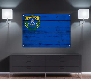 Arte de pared con impresión en madera de bandera del estado de Nevada decoración 24" x 15" - Imagen 1 de 6
