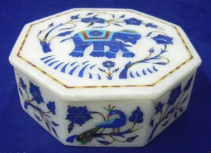 Marble Jewelry Box Semi Precious Stones Floral handmade Inlay Work - Picture 1 of 4