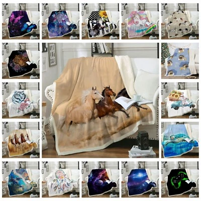 Animal Blanket Horse Wolf Tiger Unicorn 150x200cm Plush Soft Sofa Throw Rug Warm - image 1 of 4