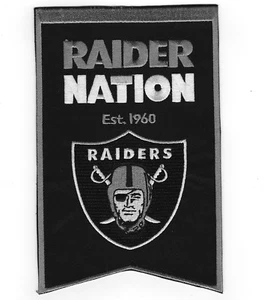 🔥7" OAKLAND/LAS VEGAS RAIDERS Est. 1960 Iron-on RAIDER NATION Banner PATCH! - Picture 1 of 1