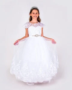 Flower Girls Princess Wedding Bridesmaid Birthday Formal Dress Communion Girl 9Y - Picture 1 of 6