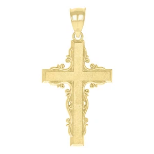 10kt Yellow Gold Diamond-Cut Unisex Cross Religious Charm Pendant - Picture 1 of 1
