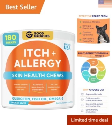 Itchy Skin Relief Chews for Dogs - Omega-3 Formula, 180 Count for All Breeds - Image 1 of 4