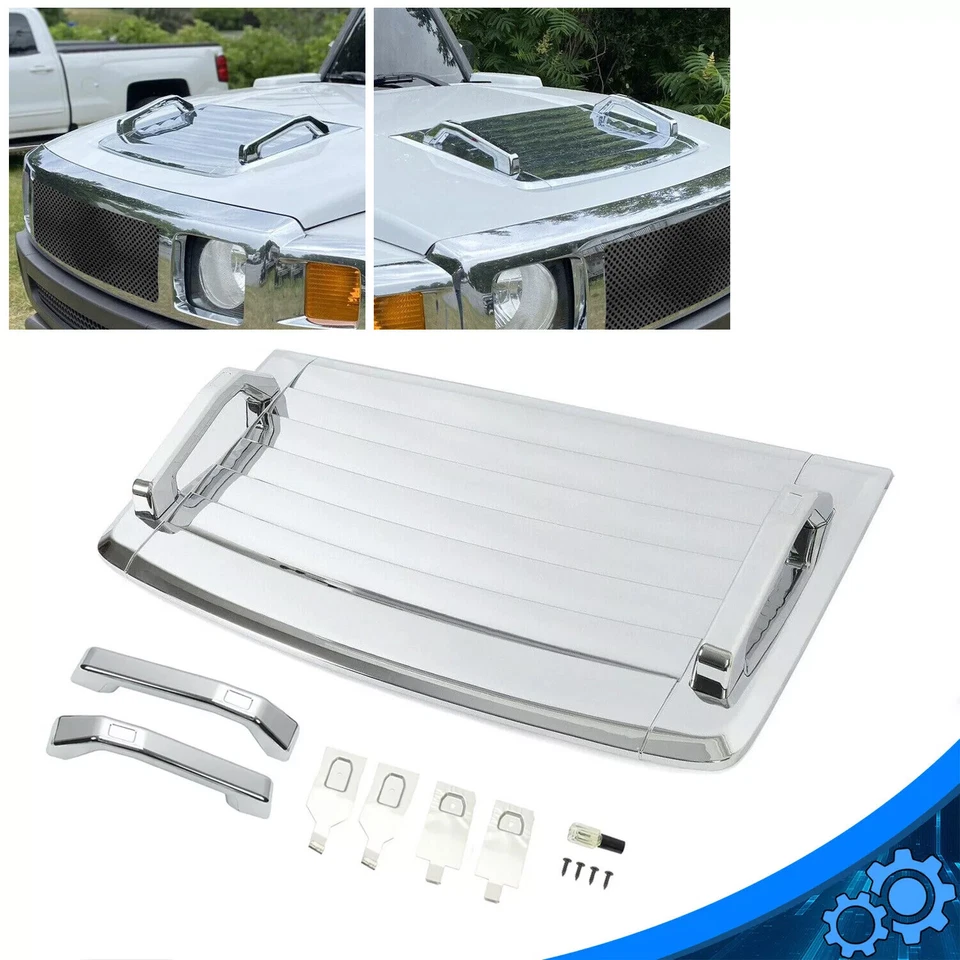 FOR 2006-2010 07 08 Hummer H3 H3T Chrome Hood Deck Vent Panel Handle Cover Trim - Image 1 of 4