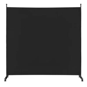 Costway Wheeled Room Divider 73"W x 73"H Single Panel Black Solid Metal Frame - Picture 1 of 10