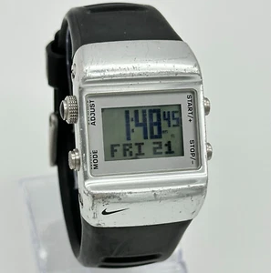 Men's NIKE Mettle Chisel Black/Silver Digital LCD Chrono Alarm Watch Runs WC0098 - Picture 1 of 7