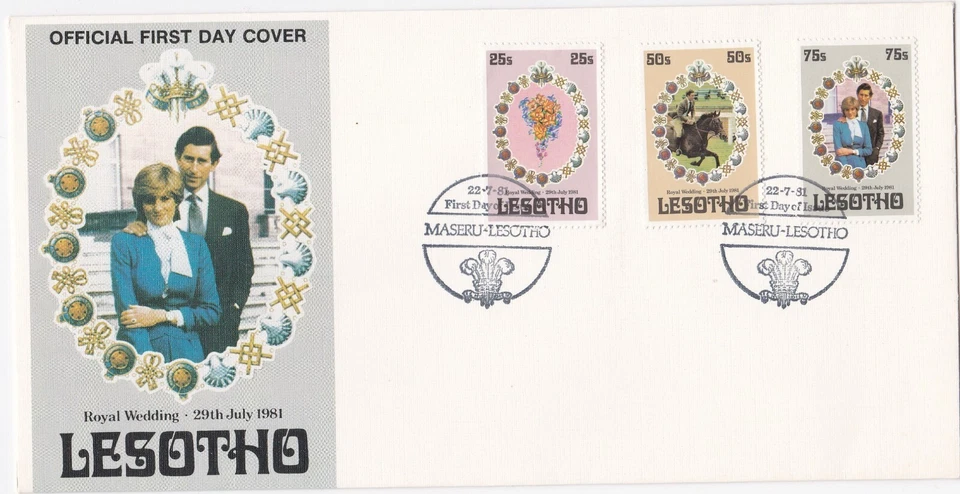 1981 Lesotho FDC cover Royal Wedding Lady Diana and Prince Charles (A version) - Изображение 1 из 2