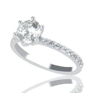 1 CT Diamond Engagement Ring Round Cut D/SI1 14K White Gold Size 7 - Picture 1 of 5