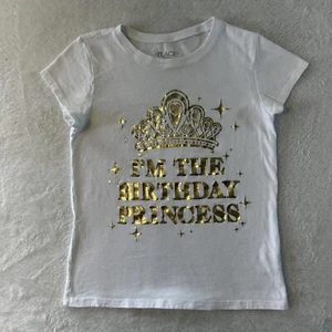 Place Kids Girls Shirt Size M 7/8 White Short Sleeve Graphic Birthday Tee - Picture 1 of 7
