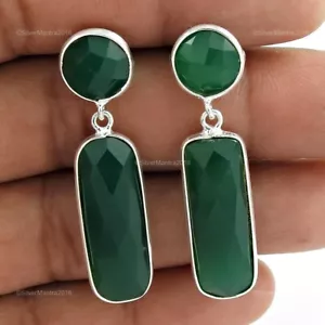 Agosto Naturale Onice 925 Argento Sterling Boho Pendente Lunetta Fidanzamento - Foto 1 di 5