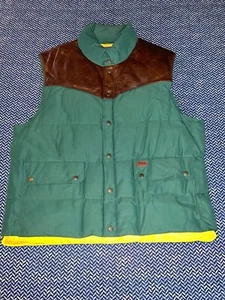 Vintage Polo Ralph Lauren XXL Jagd Cowboy Leder Western Daunen Weste Grün - Bild 1 von 8