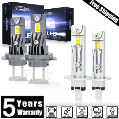 4x H1 H7 Combo LED Headlight High Low Beam Bulbs Kit Super Bright White 72000LM - Image 1 of 4