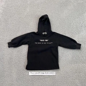Zara Girls Sweatshirt w hood Kid's Top Black “HAVE FUN” Size 5 110 age 4-5 L - Picture 1 of 6