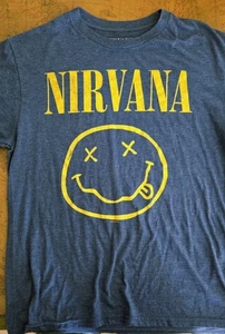 Nirvana Smiley Face Herren T-Shirt Gr. L Grunge Alternative Rock Kostenloser Versand  - Bild 1 von 1