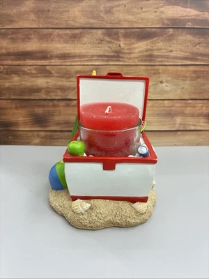 Yankee Candle Beach Cooler soporte votivo decoración de verano vela de cera roja costera Foto 1 de 4
