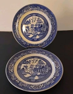 Blue Willow Dinner Luncheon Plate About 9.75" Unmarked Set Of 2 - Picture 1 of 9