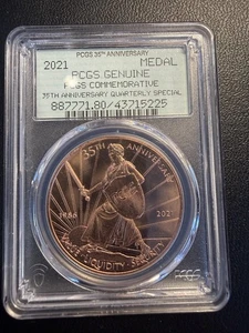 Medalla especial trimestral conmemorativa del 35 aniversario PCGS 2021 - Imagen 1 de 2