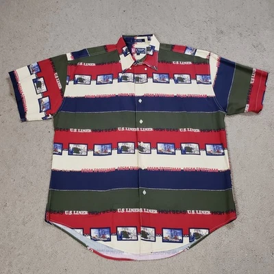VTG Chaps Ralph Lauren L Sailing Nautical Shirt 90s US Liner High Seas Sportsman - Image 1 of 4