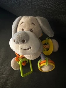 Kuscheltier Plüsch Hund Hund vibrierend grau beige gelb Wecker Ringe Auchan Bindung - Bild 1 von 5