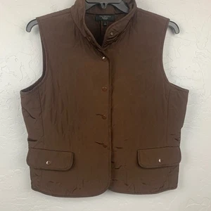 Talbots Quilted Vest Women's Size Large Petite Brown Preppy Classic Old Money - Picture 1 of 7