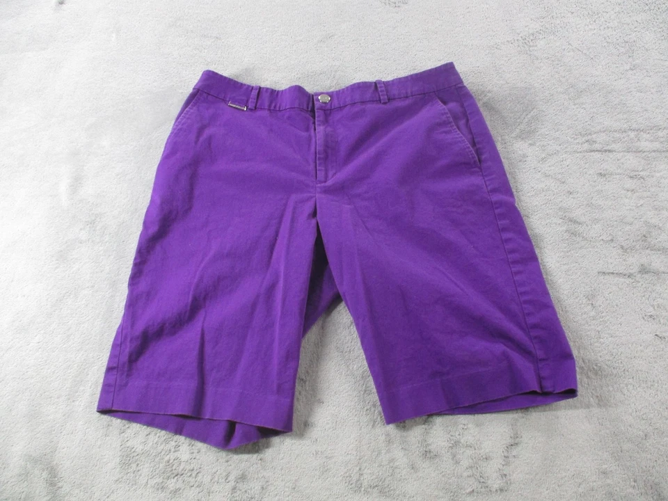 Lauren Ralph Lauren 活动短裤女式 12 紫色百慕大斜纹布弹力休闲 — 第 1/4 张图片