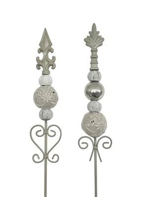 Metall Stecker FRANZÖSISCHE LILIE 2Stück 100cm GRAU Gartenstecker Blumenstecker - Bild 1 von 3