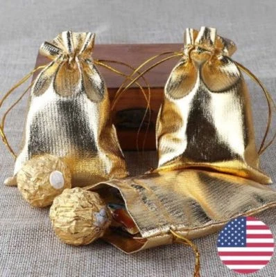 Bolsas de caramelos de organza para boda fiesta embalaje de joyas regalo 10/25/40 piezas oro y plata Foto 1 de 4