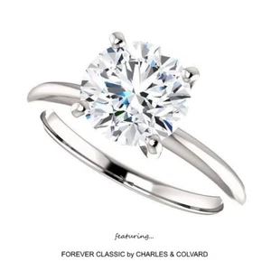 2.00 Carat Moissanite Forever Classic Solitaire Ring 10k Gold Charles & Colvard - Picture 1 of 1