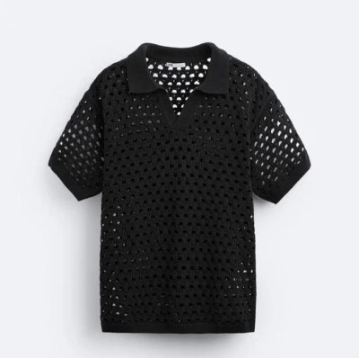 POLO DE PUNTO CALADO TEJIDO TEXTURIZADO ZARA TALLA MEDIANA Foto 1 de 4
