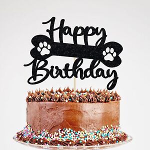 Topper à gâteau joyeux anniversaire paillettes - décorations amusantes, thème Dog Tracks bébé Sh