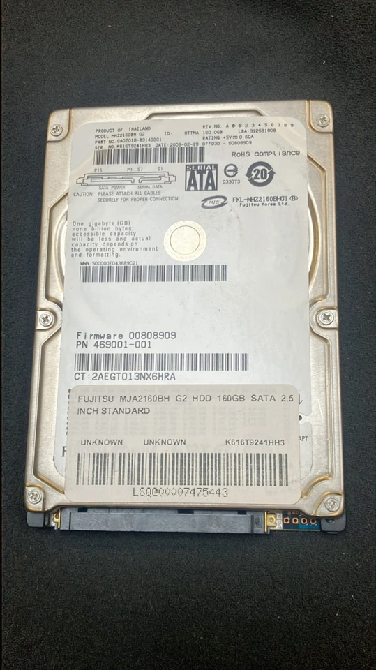 DISQUE DUR FUJITSU 160GB HDD SATA 2.5 INCH STANDARD - Photo 1/1