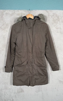 I Spiewak and sons Hooded Parka Jacket Ladies X-Small Brown Pleated Utility Coat - Image 1 of 4