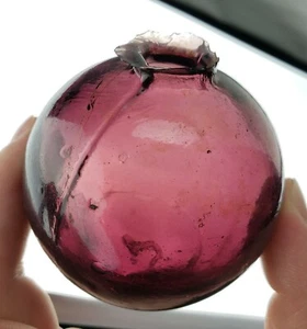 Rare Antique 19thc Deep Amethyst Pink Glass Target Ball Hunting Trap Shooting - Picture 1 of 12