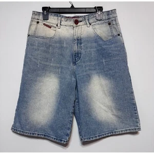 Vintage Y2K Embroidered Denim Jorts Size 34 Baggy Streetwear Urban Core Skater - Picture 1 of 6