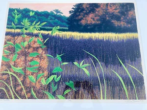 Gordon Mortensen "Natick Marsh" Signed & Numbered Reduction Woodcut Art Print - Picture 1 of 6