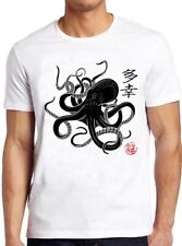 Octopus Japanese Calligraphy Gyotaku Traditional Art Funny Gift Tee T Shirt M886