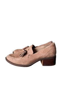 Naturalizer Palmer Heels Womens Size 8M Taupe Suede Tasseled Slip On Shoes - Picture 1 of 13