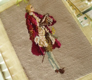 Elegant Beautiful Burgandy Lady With VTG. Hat Completed Needlepoint Canvas - Picture 1 of 2