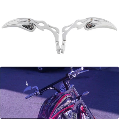Chrome Flame Side Mirrors 8/10mm For Motor Cruiser Victory Vegas Jackpot Hammer - Image 1 of 4