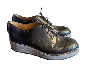 THE OFFICE OF ANGELA SCOTT Platform Black Derby Oxford Shoes EU 39.5 US 9.5 Lug - Picture 1 of 15