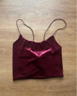 GARAGE ~ Size XS ~ Cranberry Red! Lace Up Back Velvet Crop Cami Tank Shirt a92